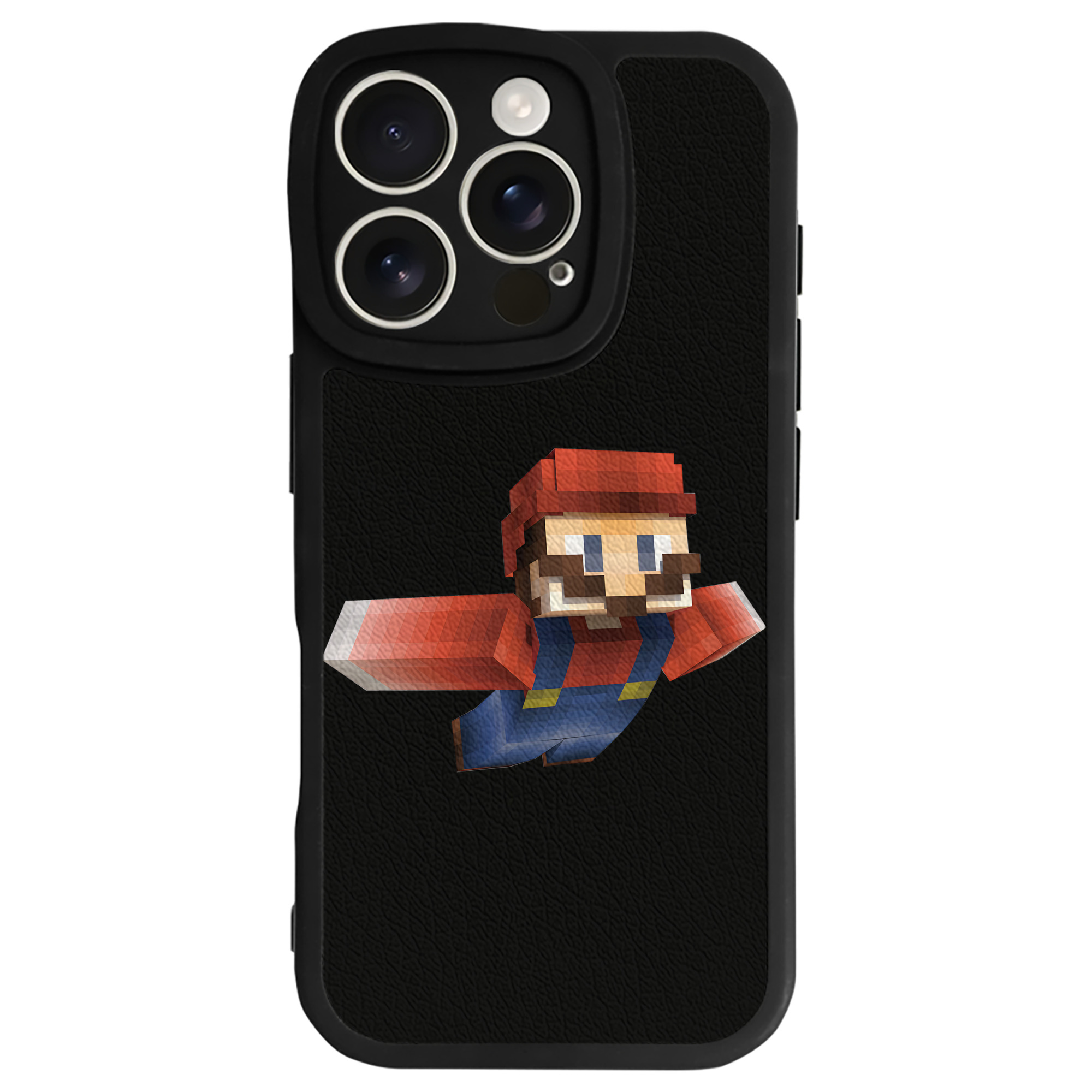 （画像用） マインクラフト ブロックの世界 Minecraft MC Block world 【iPhone 16シリーズ対応】シリコンスマホケース（レザー調） 材質：シリコン